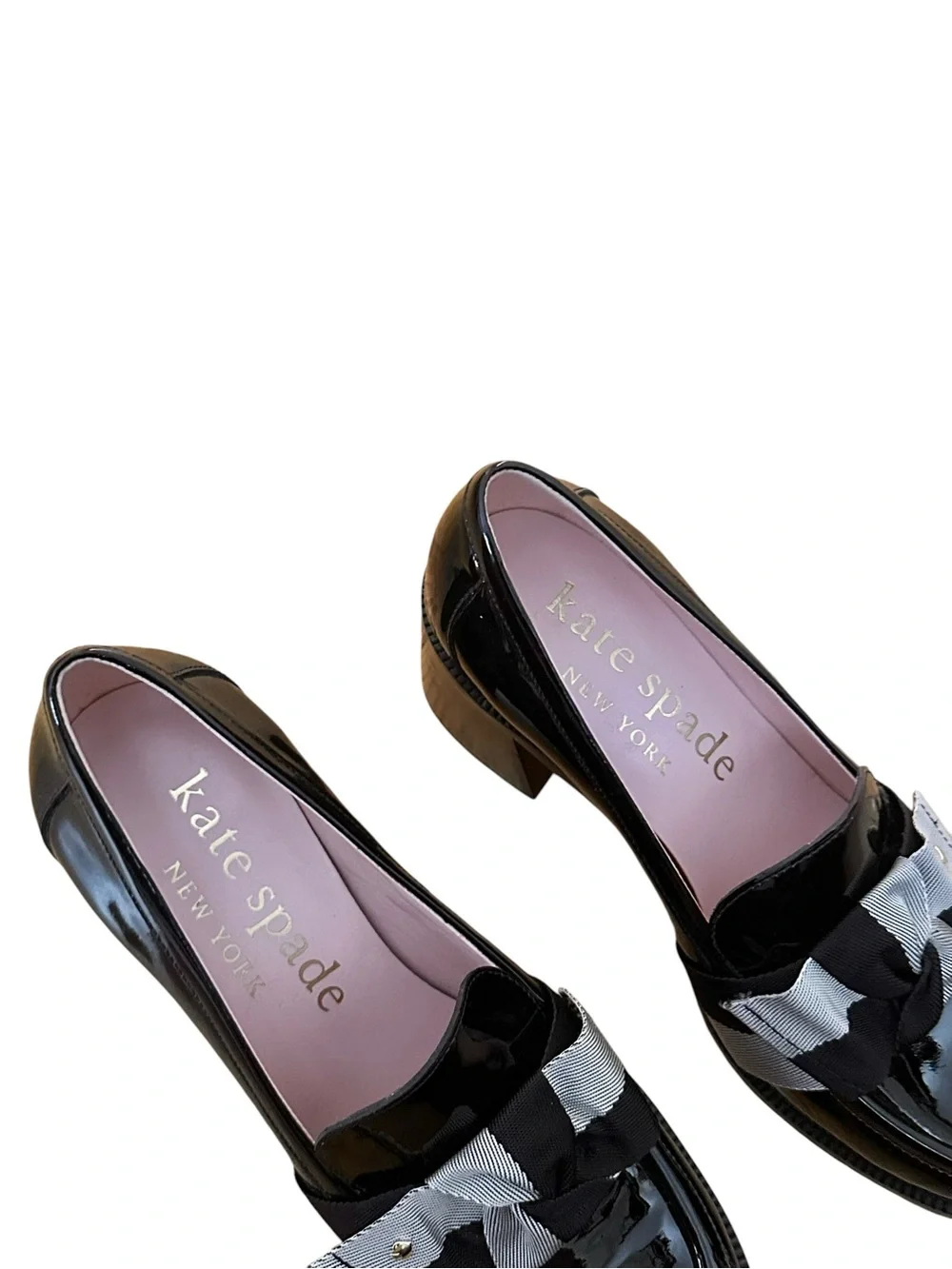 Kate Spade New York Leandra Heeled Chunky Loafer Size 8.5 Glossy Black Patent